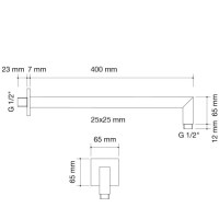 brazo de ducha slim 25x25-400mm | sanidek