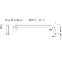 brazo de ducha slim 20x20-400mm | sanidek